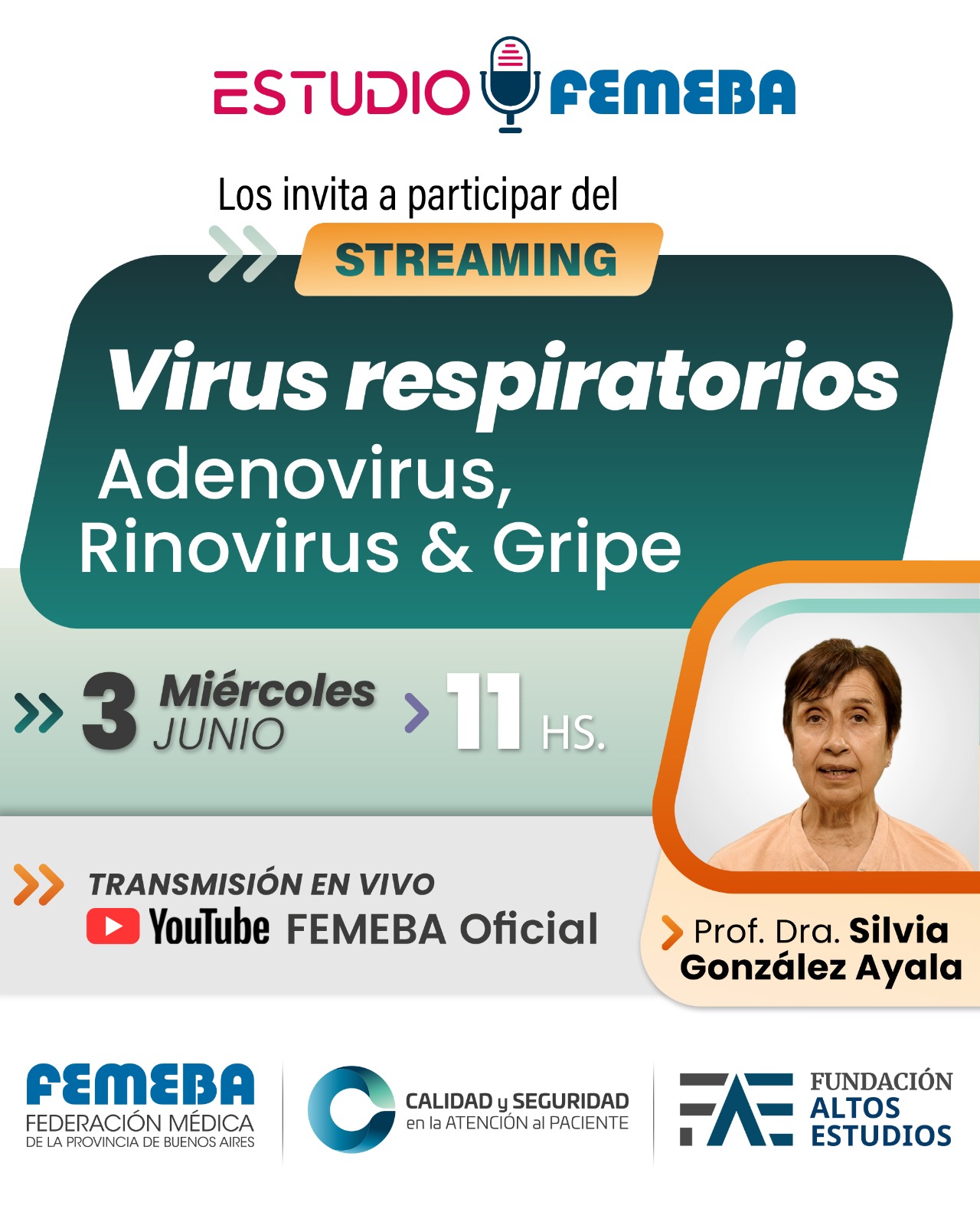 Streaming #18 de Estudio FEMEBA. Virus respiratorios: adenovirus, rinovirus y gripe.